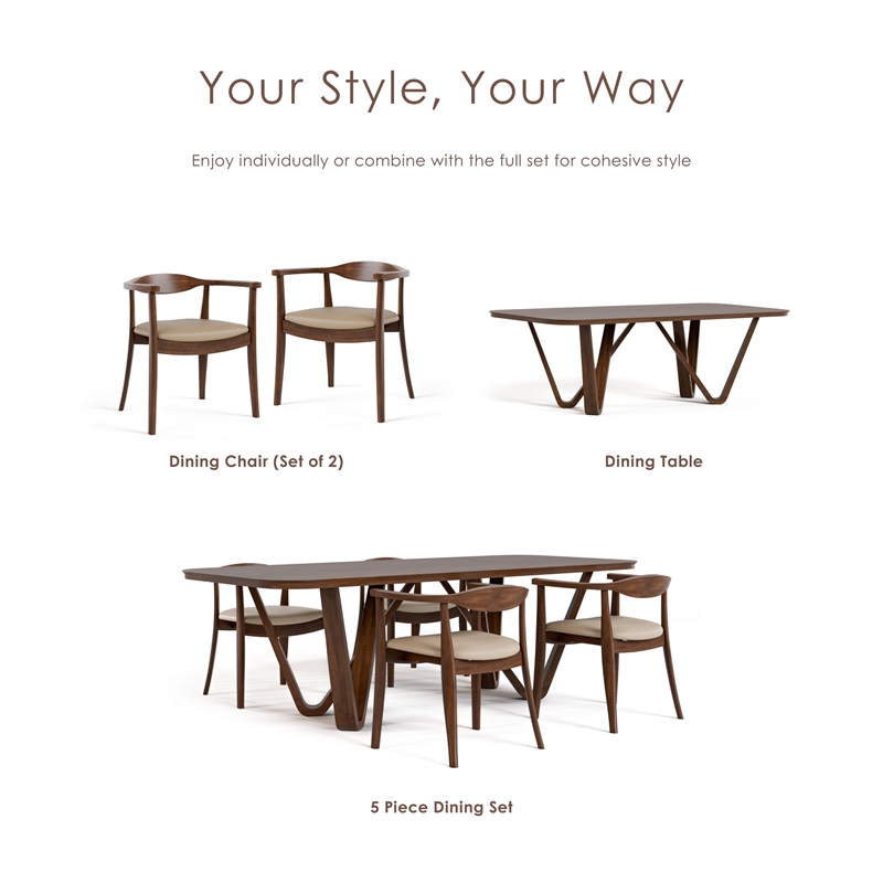Furniture of America Ralmon Solid Wood Side Chairs in Rich Walnut (Set of 2)