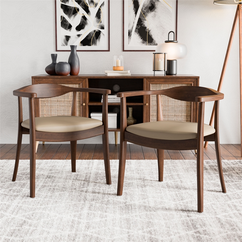 Furniture of America Ralmon Solid Wood Side Chairs in Rich Walnut (Set of 2)