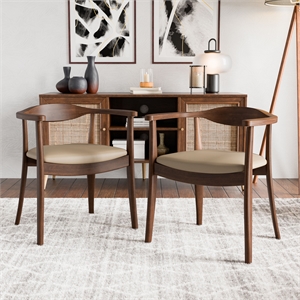 Furniture of America Ralmon Solid Wood Side Chairs in Rich Walnut (Set of 2)