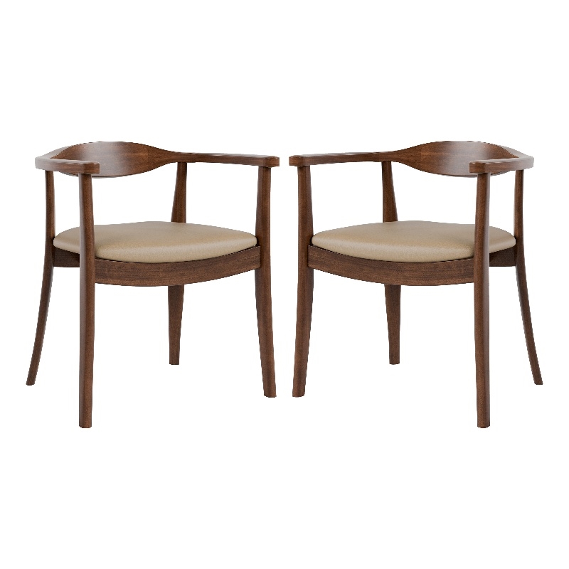 Furniture of America Ralmon Solid Wood Side Chairs in Rich Walnut (Set of 2)