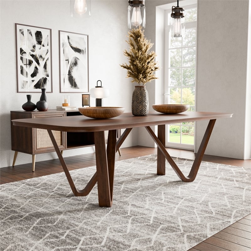 Furniture of America Ralmon Solid Wood Dining Table in Rich Walnut