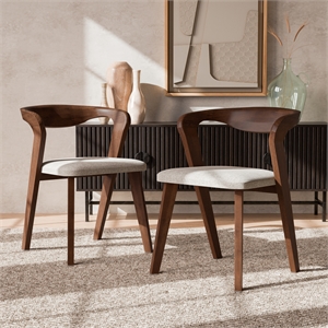 Furniture of America Pascan Solid Wood Side Chairs in Rich Walnut (Set of 2)