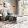 Furniture of America Garret Upholstered Boucle Fabric Queen Bed in White