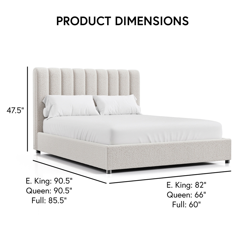 Furniture of America Garret Upholstered Boucle Fabric Queen Bed in White