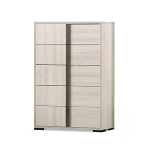 Furniture of America Turntile 5-Drawer Wood Chest in Washed White