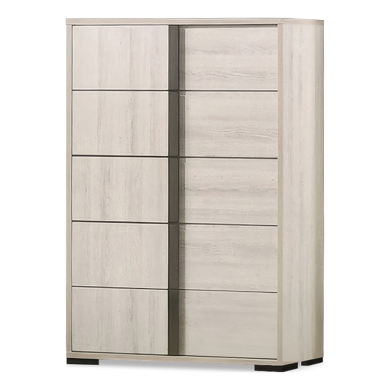 Furniture of America Turntile 5-Drawer Wood Chest in Washed White