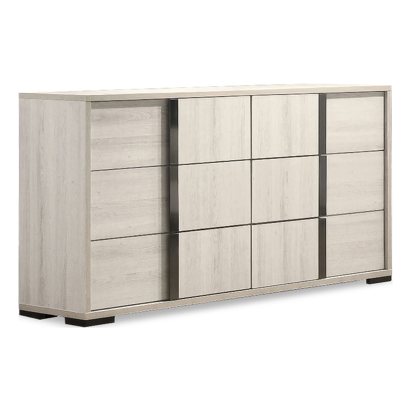 Furniture of America Turntile 6-Drawer Wood Dresser in Washed White