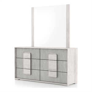 foa sable 2-piece 6-drawer wood dresser and mirror set in washed white