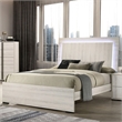 Furniture of America Turntile LED Light Wood Queen Bed in Washed White