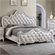 Furniture of America Elloise Tufted Faux Leather Eastern King Bed in White