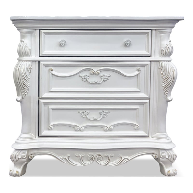 Furniture of America Elloise 3-Drawer Solid Wood Nightstand in White