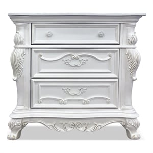 Furniture of America Elloise 3-Drawer Solid Wood Nightstand in White