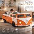 Furniture of America Shelline Peace Bus Wood Twin Kid Bed with LED in Orange