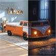 Furniture of America Shelline Peace Bus Wood Twin Kid Bed with LED in Orange