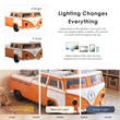 Furniture of America Shelline Peace Bus Wood Twin Kid Bed with LED in Orange