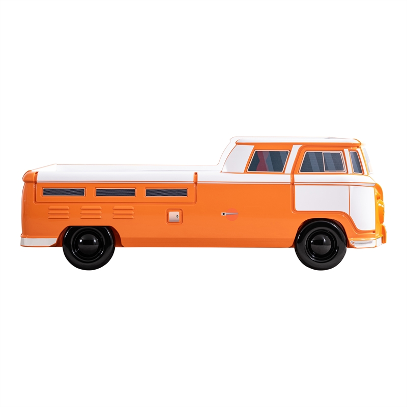 Furniture of America Shelline Peace Bus Wood Twin Kid Bed with LED in Orange