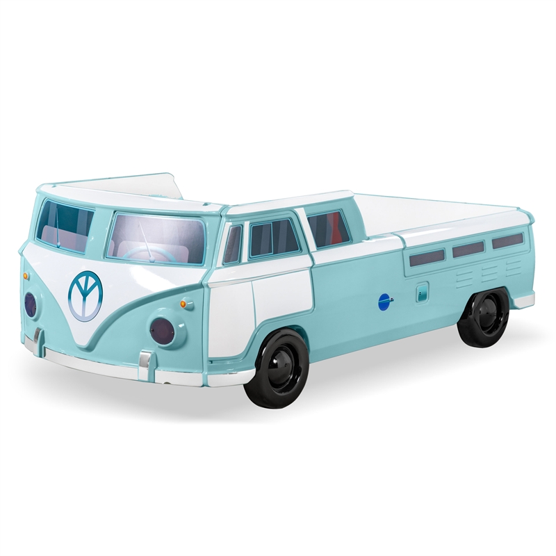 Furniture of America Shelline Peace Bus Wood Twin Kid Bed with LED in Teal