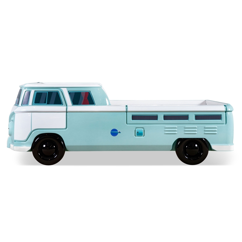 Furniture of America Shelline Peace Bus Wood Twin Kid Bed with LED in Teal