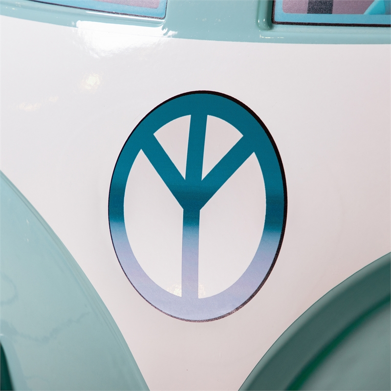 Furniture of America Shelline Peace Bus Wood Twin Kid Bed with LED in Teal