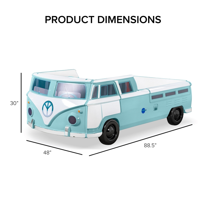 Furniture of America Shelline Peace Bus Wood Twin Kid Bed with LED in Teal