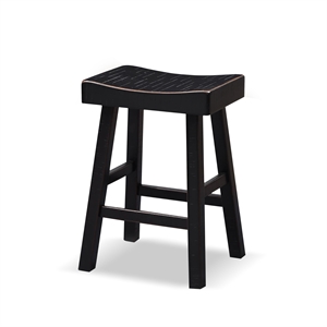 Furniture of America Fuller Solid Wood Saddle 24-inch Stools in Black (Set of 2)