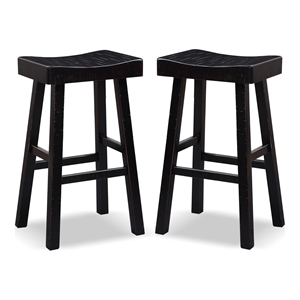 Furniture of America Fuller Solid Wood Saddle 29-inch Stools in Black (Set of 2)