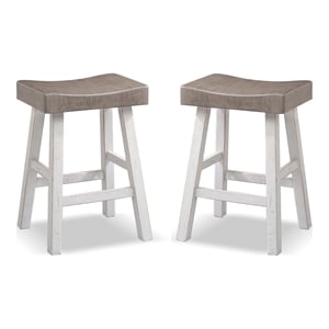 Furniture of America Fuller Solid Wood Saddle 24-inch Stools in Gray (Set of 2)