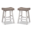Furniture of America Fuller Solid Wood Saddle 24-inch Stools in Gray (Set of 2)