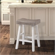 Furniture of America Fuller Solid Wood Saddle 24-inch Stools in Gray (Set of 2)