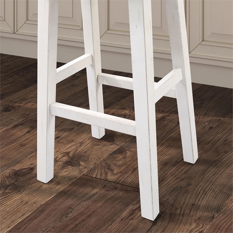 Furniture of America Fuller Solid Wood Saddle 24-inch Stools in Gray (Set of 2)