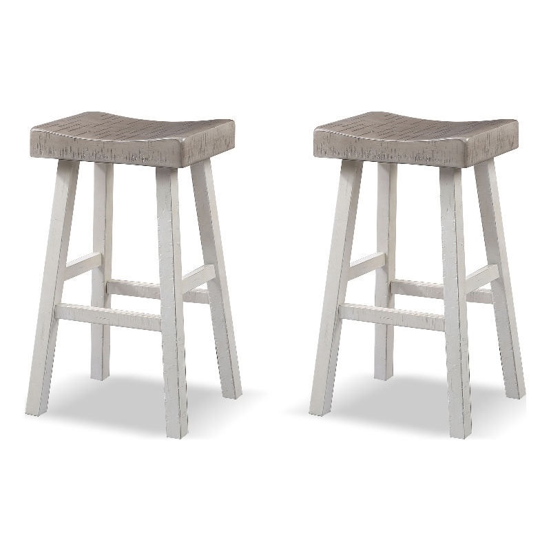 Furniture of America Fuller Solid Wood Saddle 29-inch Stools in Gray (Set of 2)