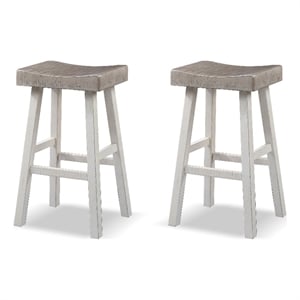 Furniture of America Fuller Solid Wood Saddle 29-inch Stools in Gray (Set of 2)