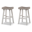 Furniture of America Fuller Solid Wood Saddle 29-inch Stools in Gray (Set of 2)