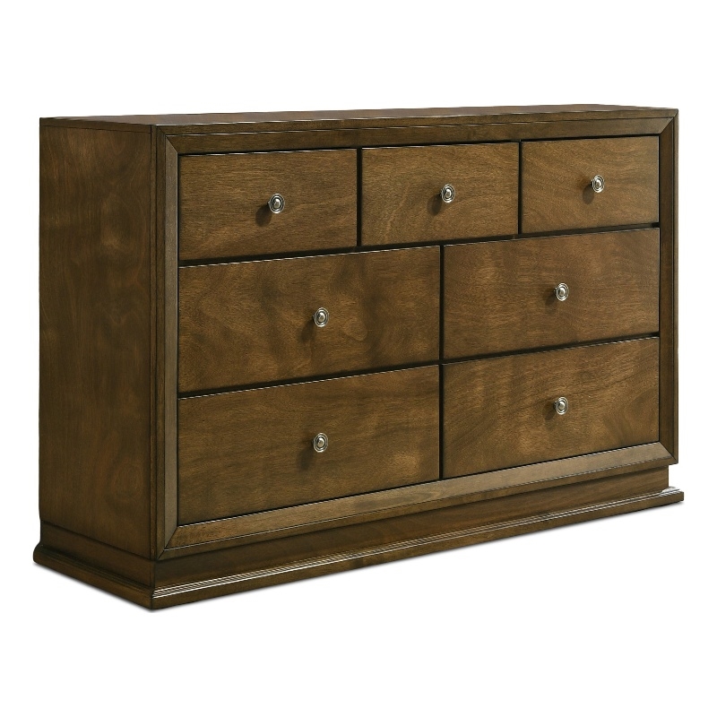 Furniture of America Nellam 7-Drawer Wood Dresser in Walnut