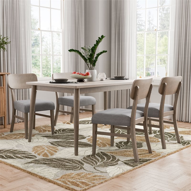 Furniture of America Vann 5-Piece Wood Dining Table Set in Gray