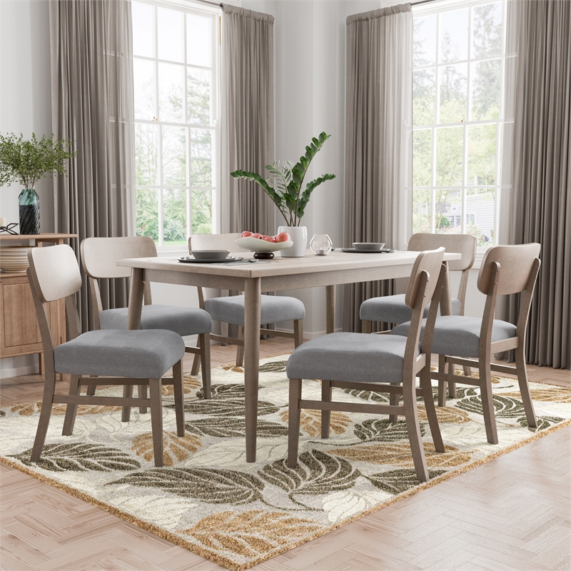 Furniture of America Vann 7-Piece Wood Dining Table Set in Gray