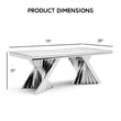 Furniture of America Odann Stainless Steel Dining Table in Chrome and White