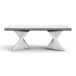 Furniture of America Odann Stainless Steel Dining Table in Chrome and White