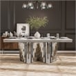 Furniture of America Odann Stainless Steel Dining Table in Chrome and White