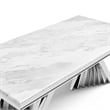 Furniture of America Odann Stainless Steel Dining Table in Chrome and White