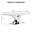 Furniture of America Sergy Stainless Steel Dining Table in Chrome and White