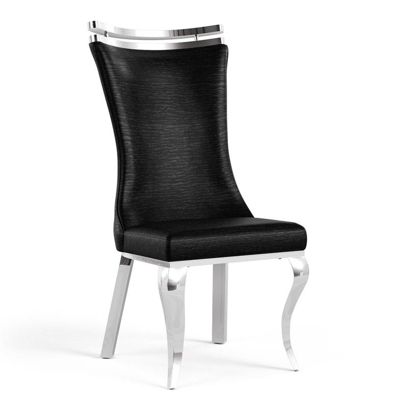 Furniture of America Obadia Faux Leather Side Chairs in Black (Set of 2)