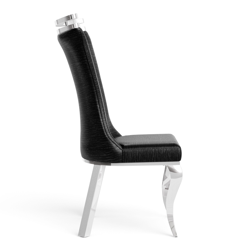 Furniture of America Obadia Faux Leather Side Chairs in Black (Set of 2)