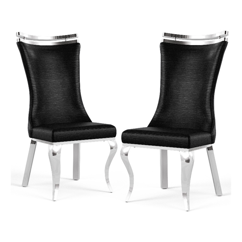 Furniture of America Obadia Faux Leather Side Chairs in Black (Set of 2)