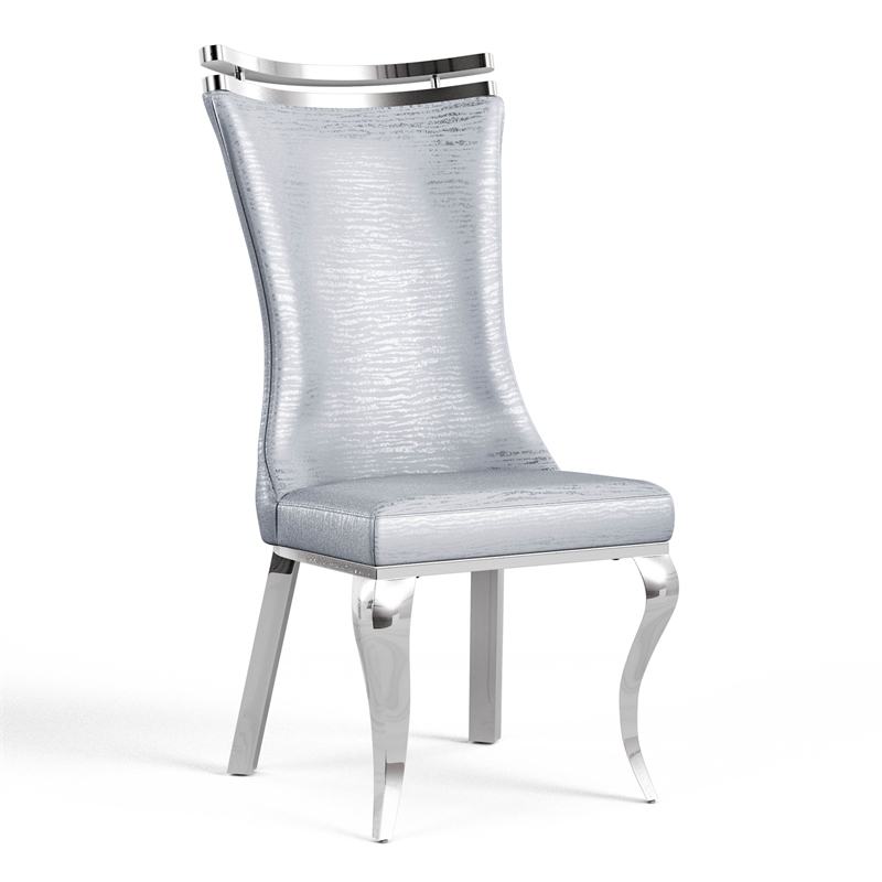 Furniture of America Obadia Faux Leather Side Chairs in Gray (Set of 2)