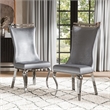 Furniture of America Obadia Faux Leather Side Chairs in Gray (Set of 2)