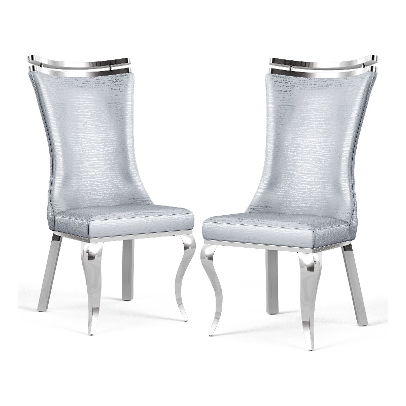 Furniture of America Obadia Faux Leather Side Chairs in Gray (Set of 2)