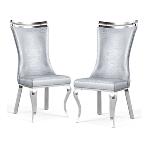 Furniture of America Obadia Faux Leather Side Chairs in Gray (Set of 2)