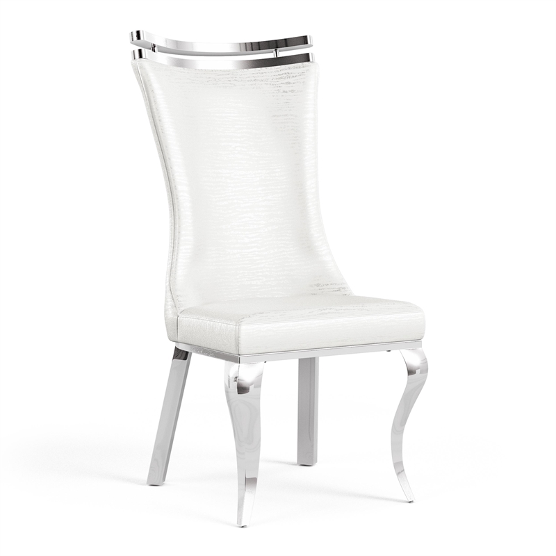 Furniture of America Obadia Faux Leather Side Chairs in White (Set of 2)