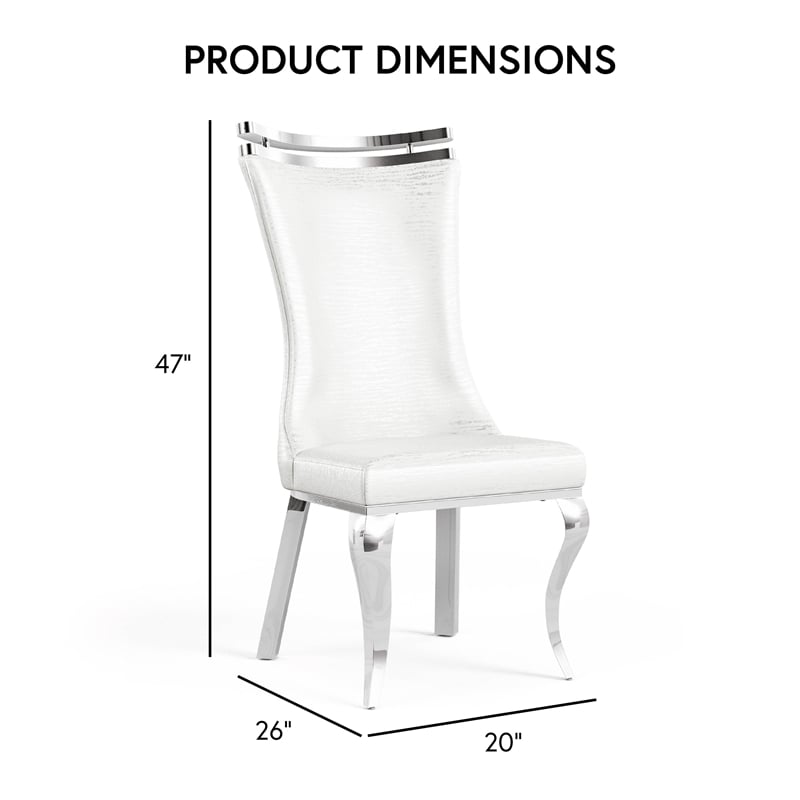 Furniture of America Obadia Faux Leather Side Chairs in White (Set of 2)